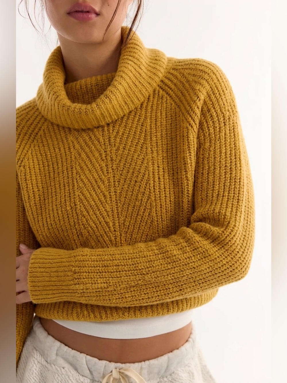 Madewell Yellow Wool Blend Ribbed Turtleneck Sweater Size Medium Cozy Preppy
